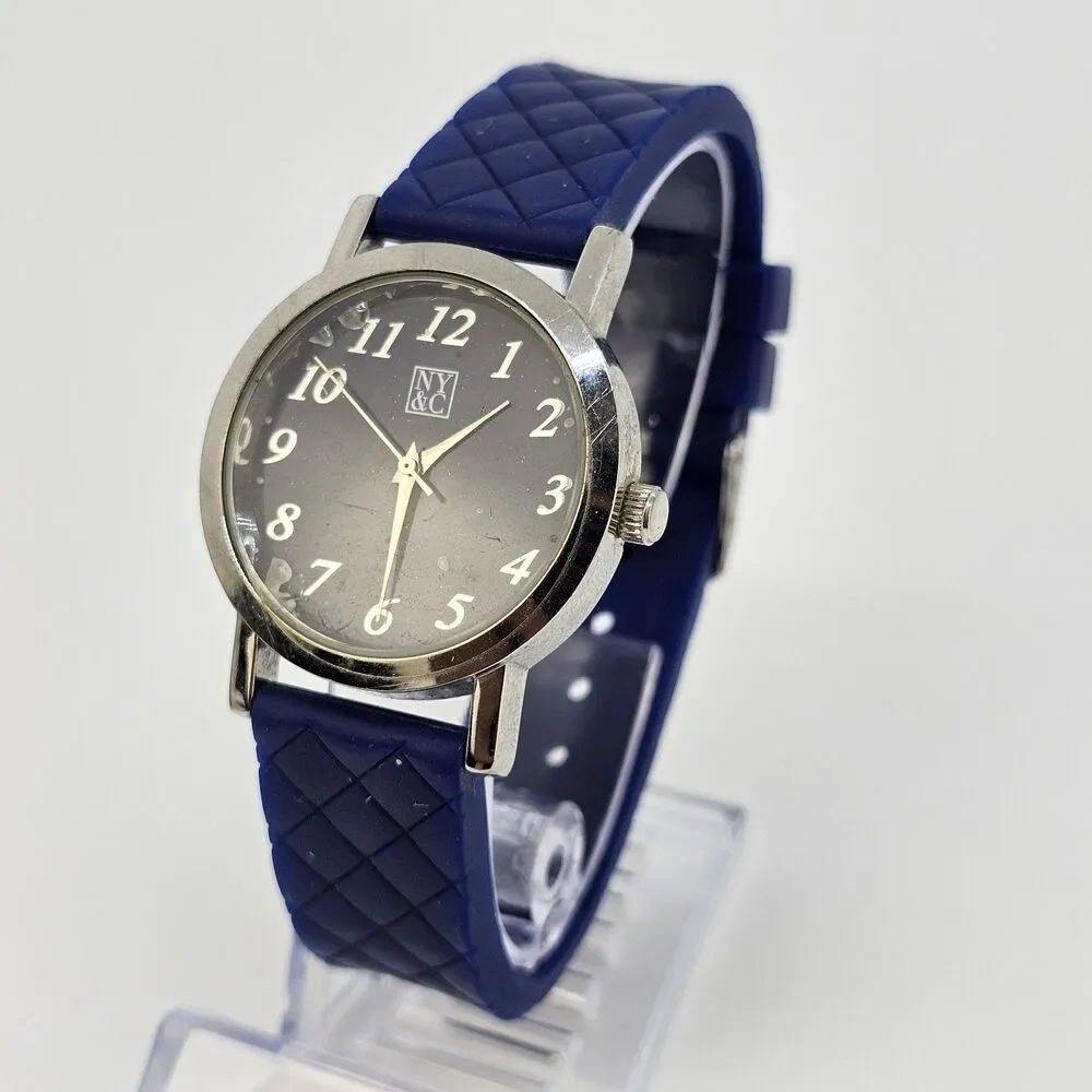 NY &‎ C Women's Watch 35MM Blue Dial Blue Plastic Bands New Battery